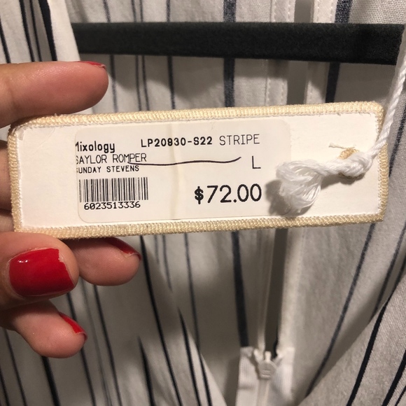 White and Navy Nautical Romper - Picture 4 of 4